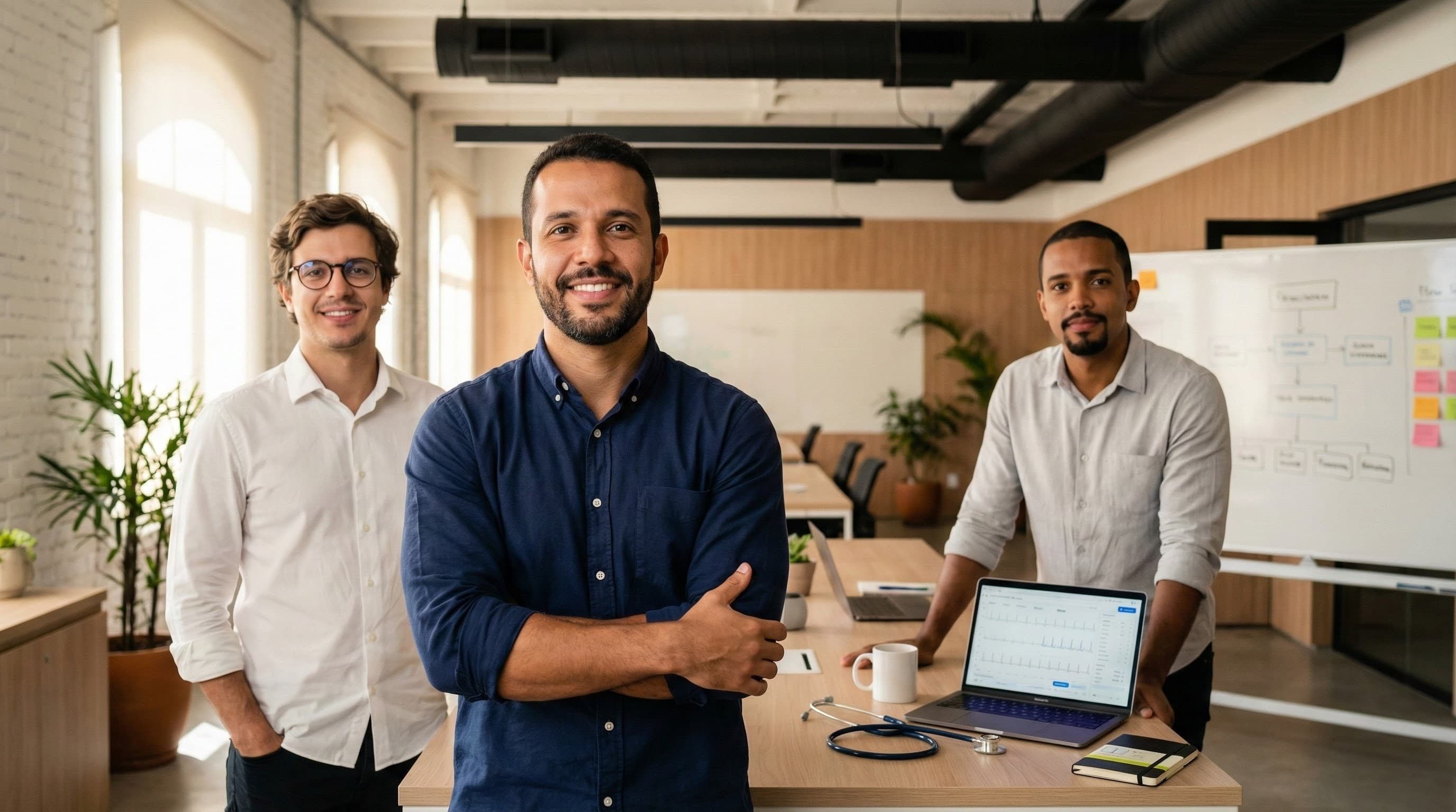 Fundadores da DoctusPay - equipe que entende a rotina médica